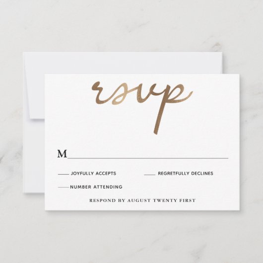Gold Wedding RSVP-kaart Kaart (Voorkant)