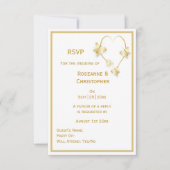 Gold Wedding RSVP Kaart Vlinders Hart (Voorkant)