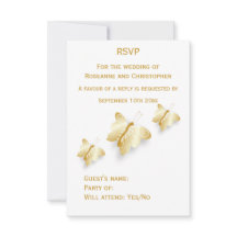 Gold Wedding RSVP Kaart Vlinders Ontwerp