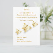 Gold Wedding RSVP Kaart Vlinders Ontwerp (Staand voorkant)
