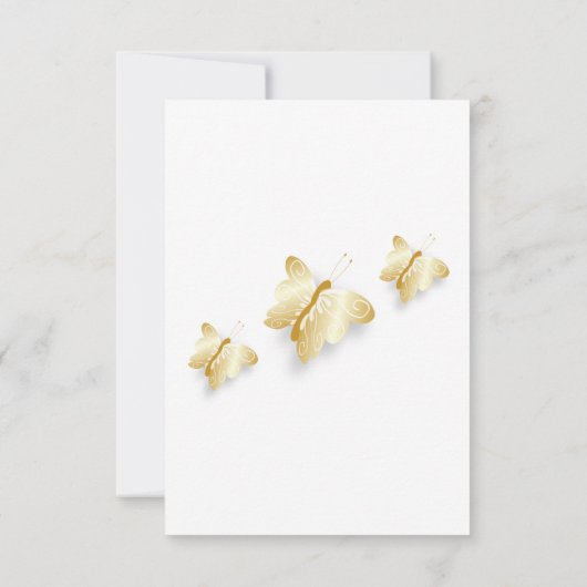 Gold Wedding RSVP Kaart Vlinders Ontwerp (Achterkant)