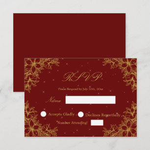 Gold Wedding RSVP met  Floral graphics