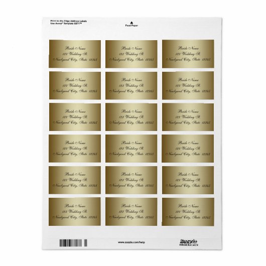 Gold Wedding RSVP Return Address Labels (Full Sheet)