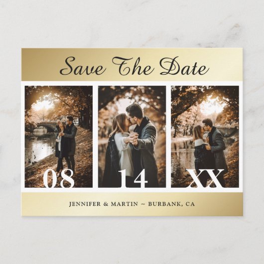Gold Wedding Save the Date Briefkaarten (Voorkant)