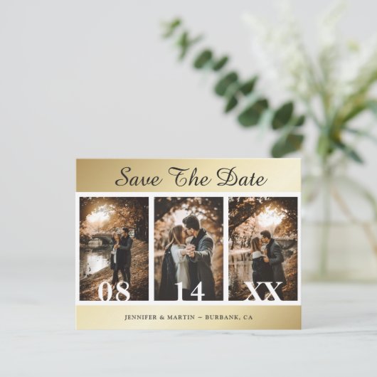 Gold Wedding Save the Date Briefkaarten (Staand voorkant)