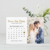 Gold Wedding Save the Date Calendar Photo (Staand voorkant)