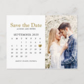 Gold Wedding Save the Date Calendar Photo Aankondigingskaart (Voorkant)