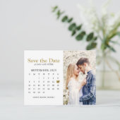 Gold Wedding Save the Date Calendar Photo Aankondigingskaart (Staand voorkant)