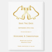 Gold Wedding Save The Date Magneet Bells Ribbon (Voorkant)