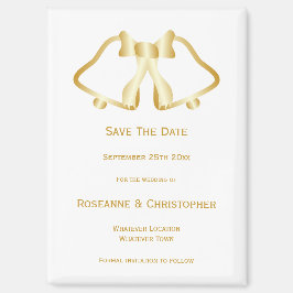 Gold Wedding Save The Date Magneet Bells Ribbon