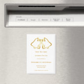 Gold Wedding Save The Date Magneet Bells Ribbon (Insitu (Vaatwasser))