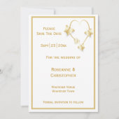 Gold Wedding Save the Date Uitnodiging Vlinders (Voorkant)