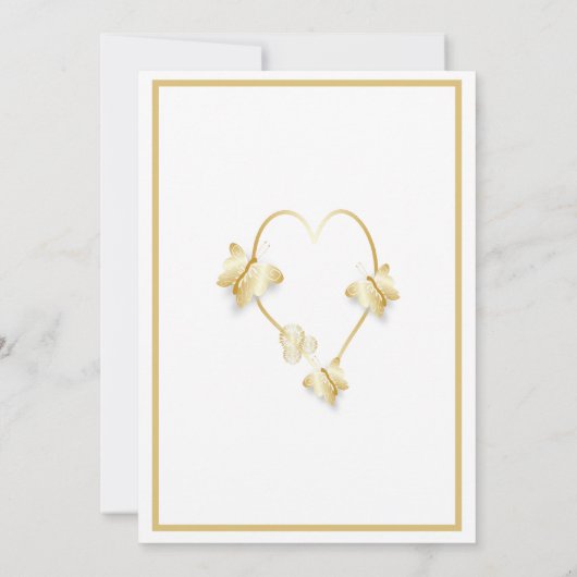Gold Wedding Save the Date Uitnodiging Vlinders (Achterkant)