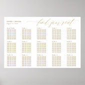 Gold Wedding Seating Chart Elegant Calligrafie Poster (Voorkant)