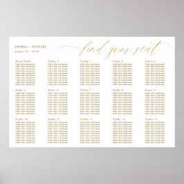 Gold Wedding Seating Chart Elegant Calligrafie Poster