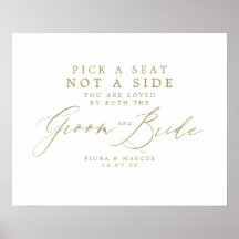 Gold Wedding Sign - Kies een stoel zonder zijkant
