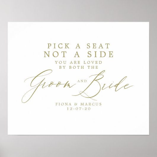 Gold Wedding Sign - Kies een stoel zonder zijkant Poster (Voorkant)