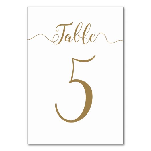 Gold Wedding Table Number 5 Kaart (Voorkant)
