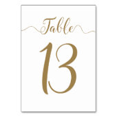 Gold Wedding Table Numbers 13 Kaart (Achterkant)