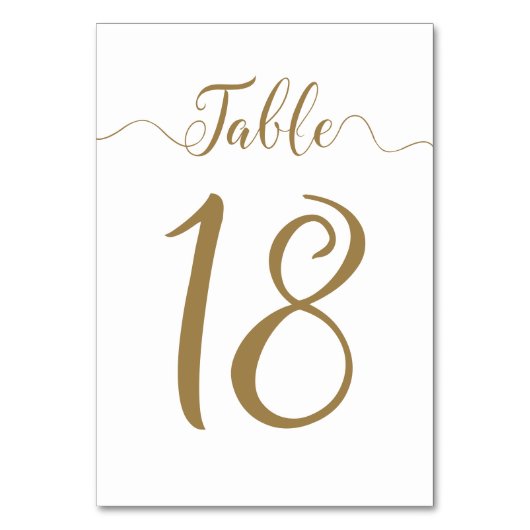Gold Wedding Table Numbers 18 Kaart (Achterkant)