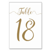Gold Wedding Table Numbers 18 Kaart (Voorkant)