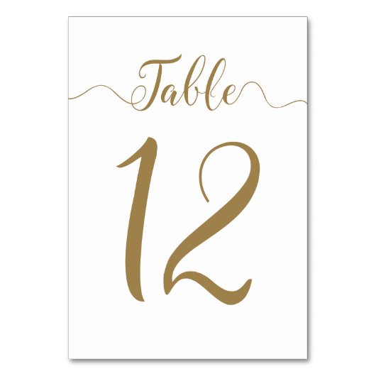 Gold Wedding Table Numbers Tabel 12 Kaart (Achterkant)