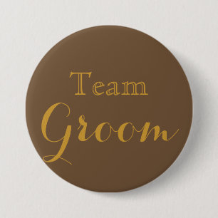 Gold Wedding Team Groom Ronde Button 7,6 Cm