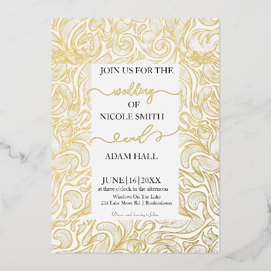 Gold Wedding Uitnodiging (Voorkant)