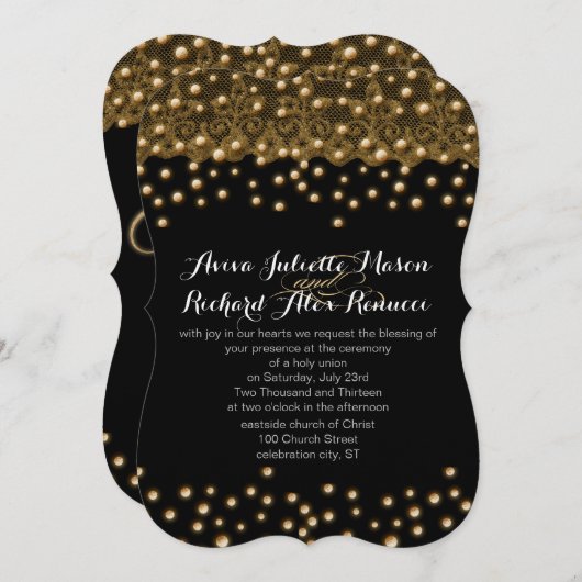 Gold Wedding-uitnodigingen Kaart (Voorkant / Achterkant)