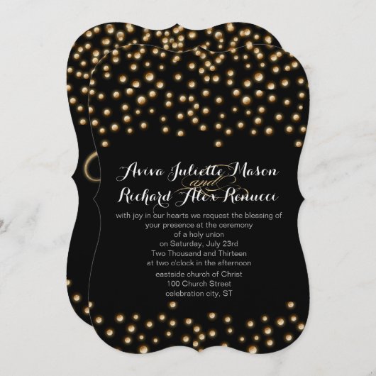 Gold Wedding-uitnodigingen Kaart (Voorkant / Achterkant)