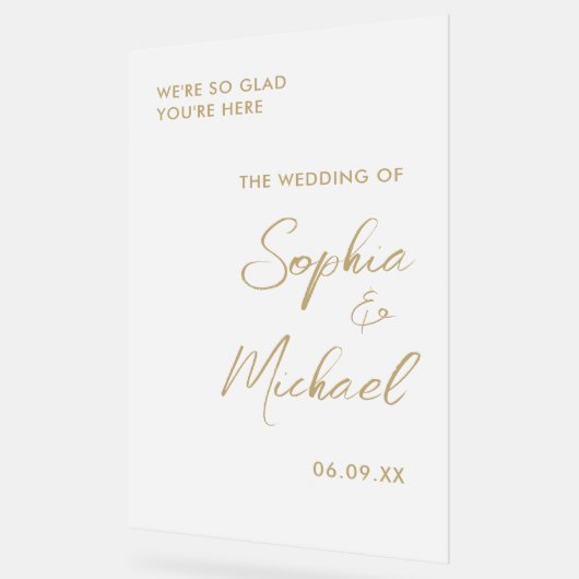 Gold Wedding Welcome Frosted Acryl Bord (Hoek)