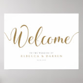 Gold Wedding Welcome Sign Aangepast Poster (Voorkant)