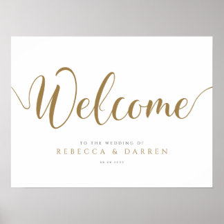 Gold Wedding Welcome Sign Aangepast Poster