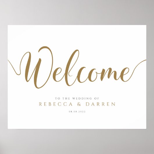 Gold Wedding Welcome Sign Aangepast Poster (Voorkant)