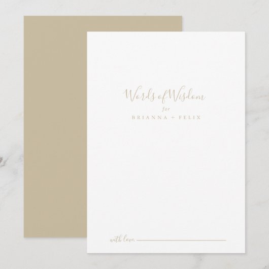 Gold Wedding Words of Wisdom Advice Kaart (Voorkant / Achterkant)