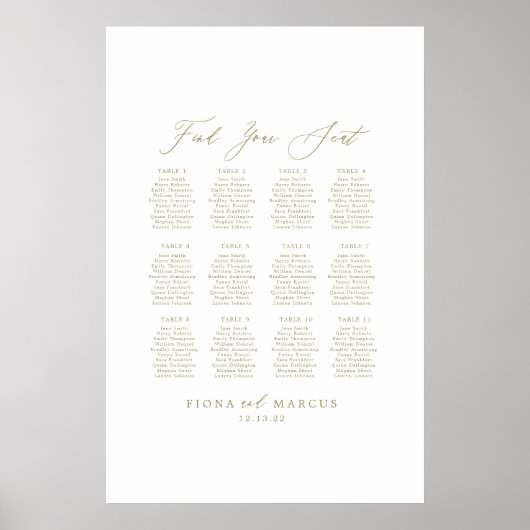Gold Wedding Zoek je zitplaats Poster (Voorkant)