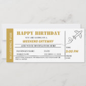 Gold Weekend Getaway Verjaardag Boarding Pass Tick Kaart (Voorkant)