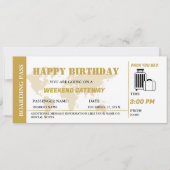 Gold Weekend Getaway Verjaardag Boarding Pass Tick Kaart (Voorkant)