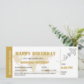 Gold Weekend Getaway Verjaardag Boarding Pass Tick Kaart (Staand voorkant)