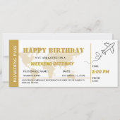 Gold Weekend Getaway Verjaardag Boarding Pass Tick Kaart (Voorkant)