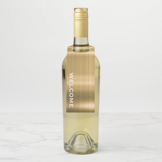 Gold Welcome Hospitality Bottle Neck Labels (Op fles)