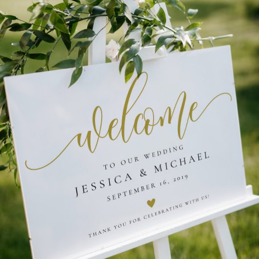 Gold Welcome Wedding Sign Poster