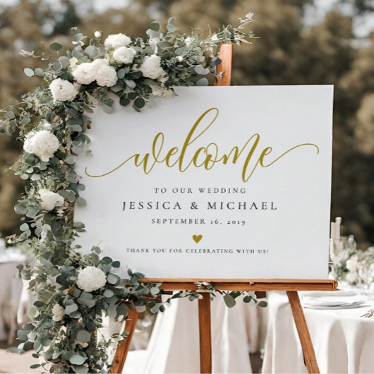 Gold Welcome Wedding Sign Poster