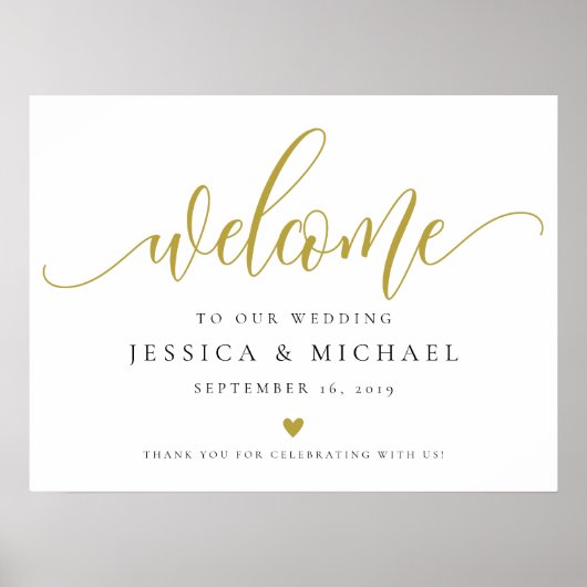 Gold Welcome Wedding Sign Poster (Voorkant)