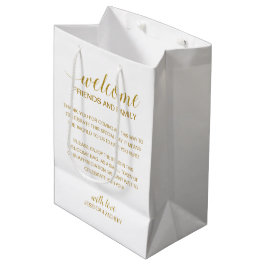 Gold Welkom bij bruiloft gastaccommodatie Medium Cadeauzakje
