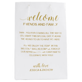 Gold Welkom bij bruiloft gastaccommodatie Medium Cadeauzakje