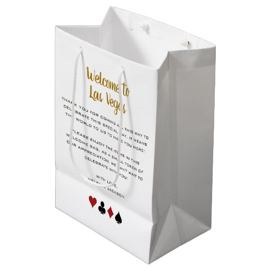 Gold Welkom bij Las Vegas Wedding Welcome Medium Cadeauzakje (Voorkant Gekanteld)