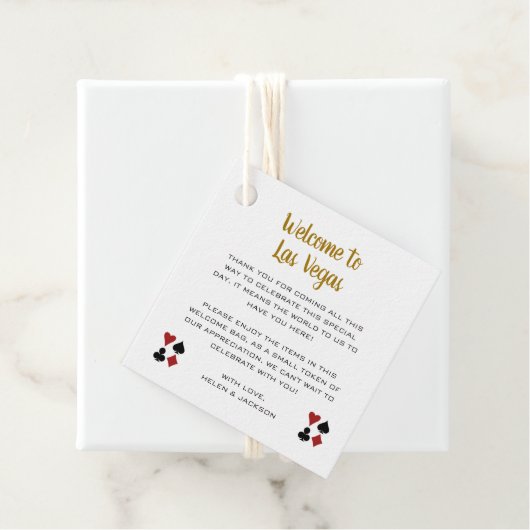Gold Welkom in Las Vegas Welkomstpakket Bedankjes Labels (In situ)
