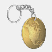 Gold Wereldbol - Metal Earth. Noord-Amerika, 3d Re Sleutelhanger (Voorkant Links)