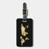 Gold Wereldbol Wereldkaart Adres naam legant Bagagelabel (Voorkant verticaal)